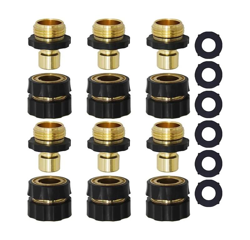 Twinkle Star Garden Hose Quick Connector Fitting Male and Female 6-Pack