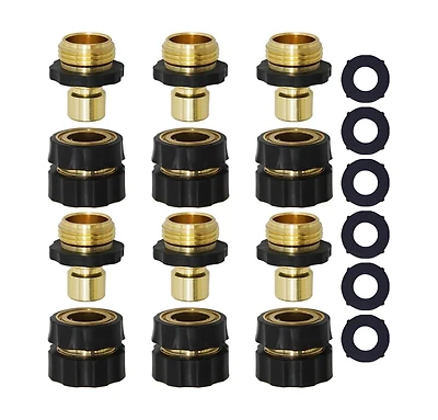 Twinkle Star Garden Hose Quick Connector Fitting Male and Female 6-Pack