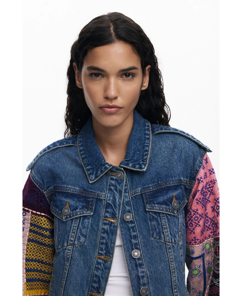 Desigual Women's Denim jacket with combined sleeves