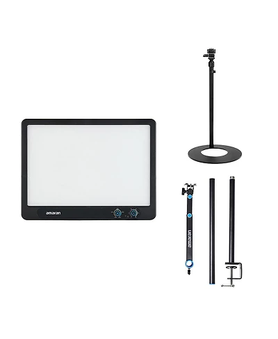 amaran Verge 26W Bi-Color Led Light Panel, Charcoal, Bundle with Base Stand and Desk Clamp Stand