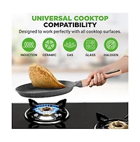 NutriChef 17.3 Non-Stick Crepe Pan with Wooden Spreader (NCMKCP0024BK)