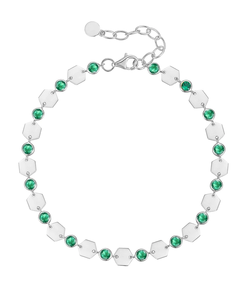 Macy's Lab-Grown Emerald Luna Bracelet (1-1/2 ct. t.w.) in Sterling Silver