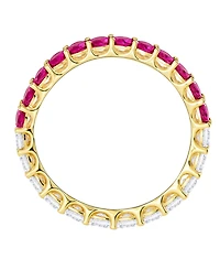 Macy's Lab-Grown Ruby (1 ct. t.w.) and Lab-Grown White Sapphire (1 ct. t.w.) Band Ring in 14K Gold Over Sterling Silver