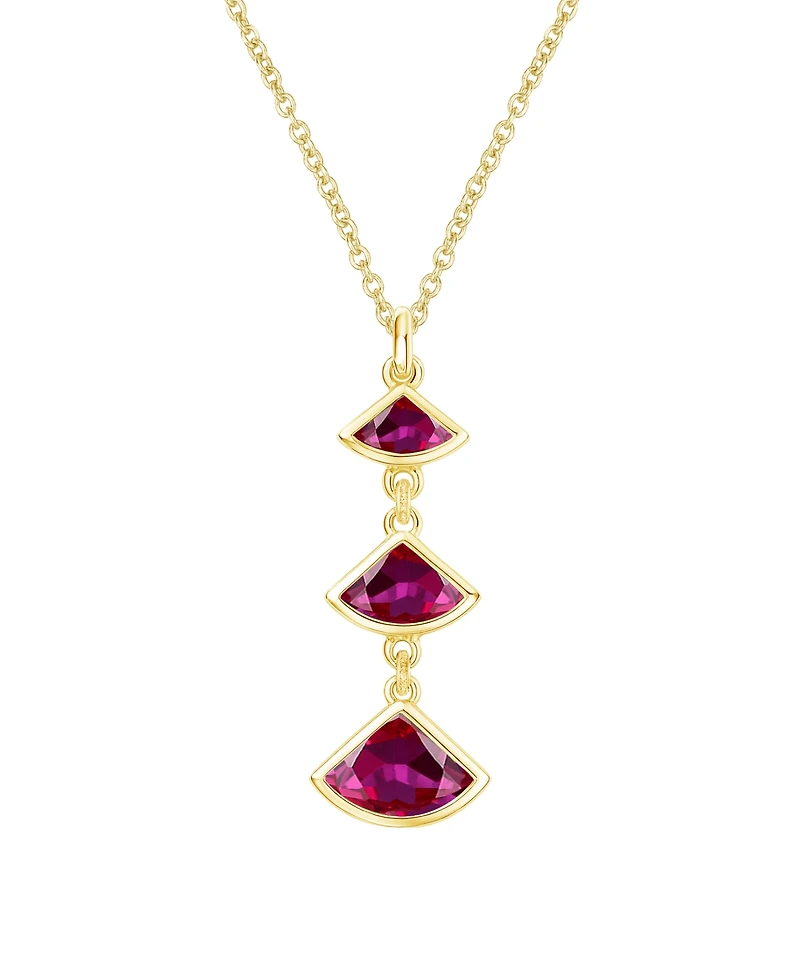 Macy's Lab-Grown Ruby Pendant Necklace (1-1/5 ct. t.w.) in 14K Gold Over Sterling Silver