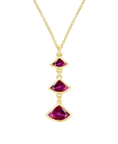 Macy's Lab-Grown Ruby Pendant Necklace (1-1/5 ct. t.w.) in 14K Gold Over Sterling Silver