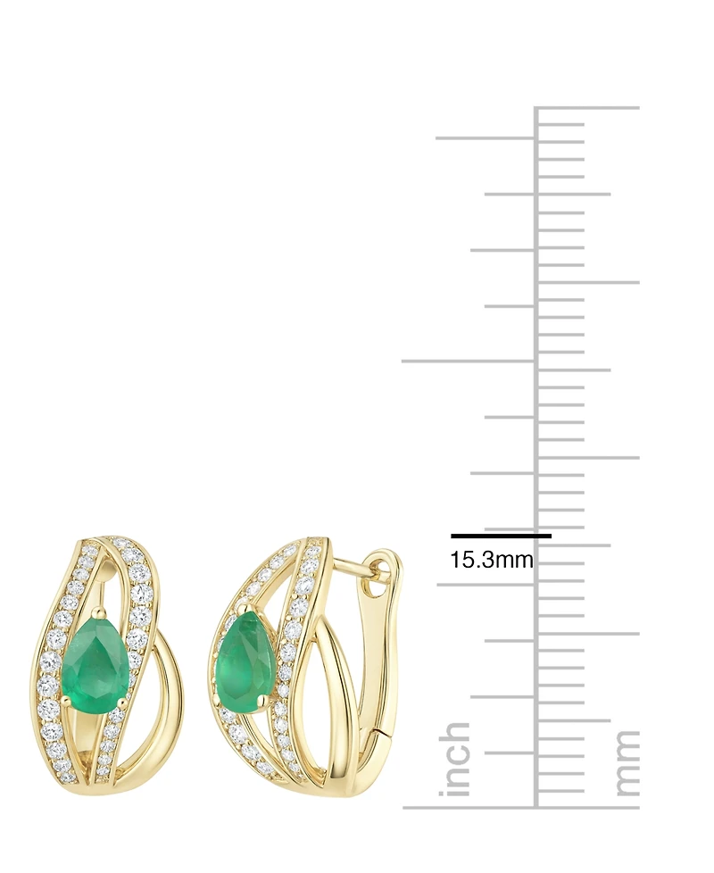 Macy's Emerald (5/8 ct. t.w.) and Diamond (1/3 Drop Earrings 14K Gold (also White Sapphire & Ruby)