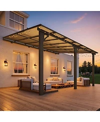 Aecojoy 14'x10' Adjustable Height Wall Mounted Outdoor Gazebos Pergola