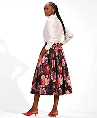 Isaac Mizrahi Women's A-Line Satin Midi Skirt