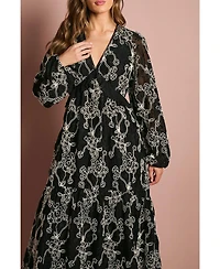 Coast Women's Long Sleeve Broderie Floral Midaxi Dress