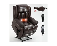 Casainc Dual Motor Infinite Position Up to 350 Lbs Electric Medium Leatheraire Power Lift Recliner Chair with 8-Point Vibration Massage and Lumba