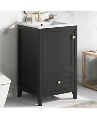 Casainc 20" Bathroom Vanity with Sink, Soft Closing Door, Storage Rack and One Drawer, Cabinet