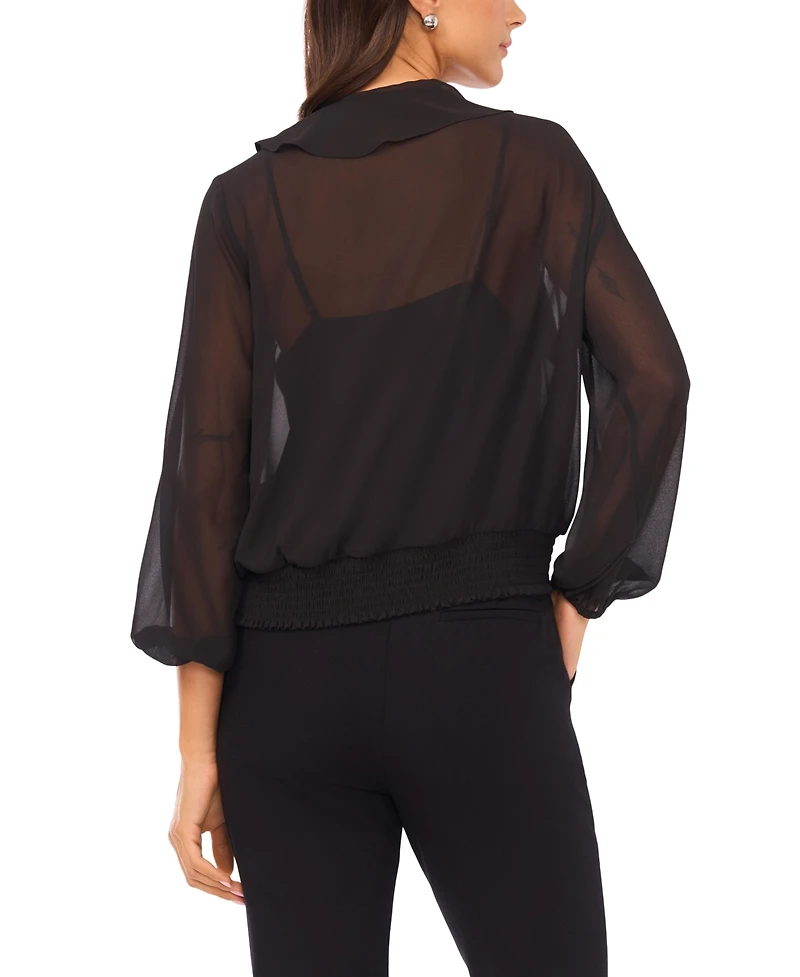 Vince Camuto Women's Overlapping Long Sleeve Ruffle Top