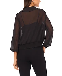 Vince Camuto Women's Overlapping Long Sleeve Ruffle Top
