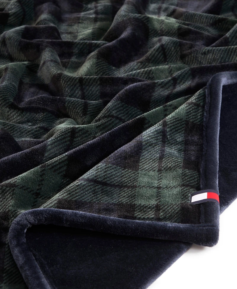 Tommy Hilfiger Printed Plush Plaid Throw Blanket, 70" x 50"