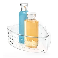 iDesign Plastic Suction Corner Shower Basket for Bathroom