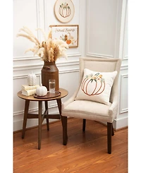 Autumn Botanical Pumpkin Throw Pillow, 18" x 18"