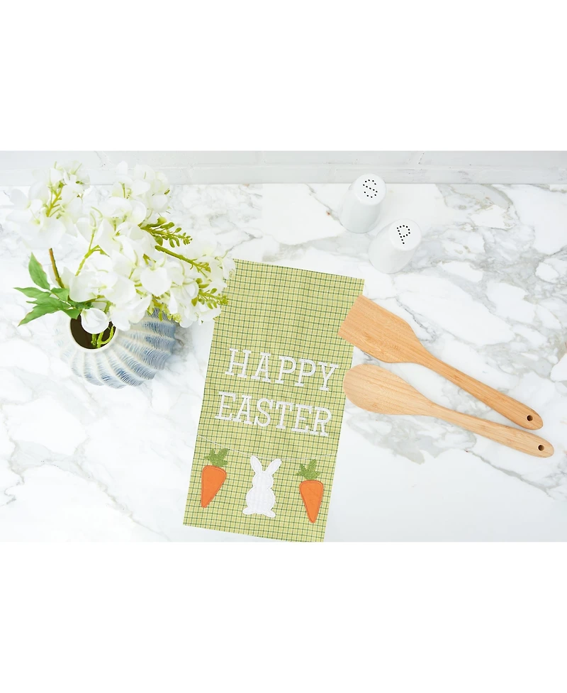 "Happy Easter" Bunny Rabbit w/ Carrots Cotton Kitchen Dishtowel