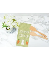 "Happy Easter" Bunny Rabbit w/ Carrots Cotton Kitchen Dishtowel