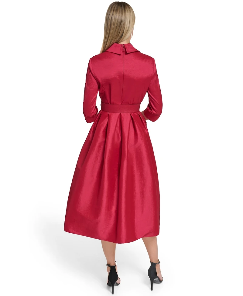 Jessica Howard Petite Collared V-Neck Midi Dress