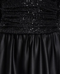 Jessica Howard Petite 3/4-Sleeve V-Neck Sequin Midi Dress