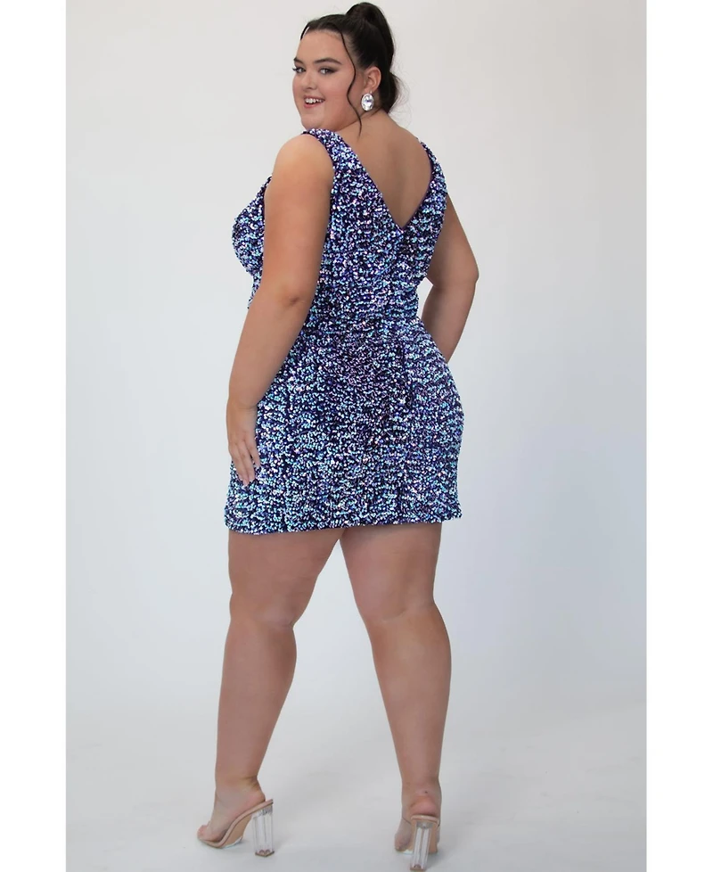 Sydney's Closet Women's Sequin Bra-friendly Fitted Mini Dress