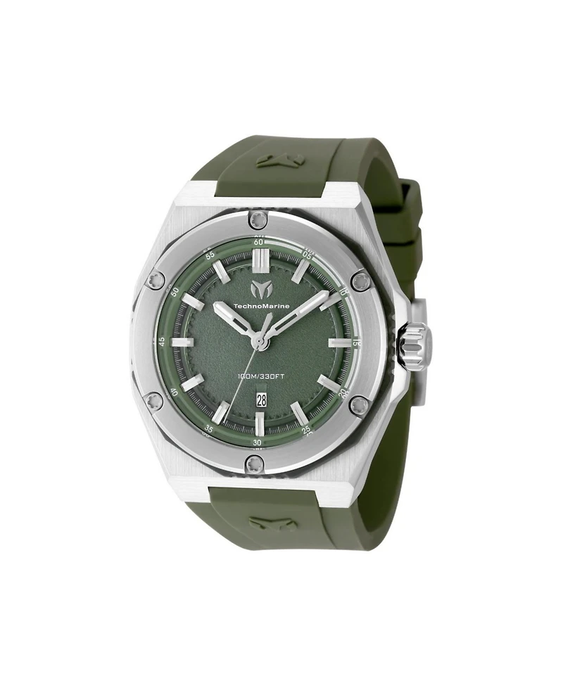 Technomarine Men's Tm-416067 Coral Quartz 3 Hand Olive Green Dial Watch