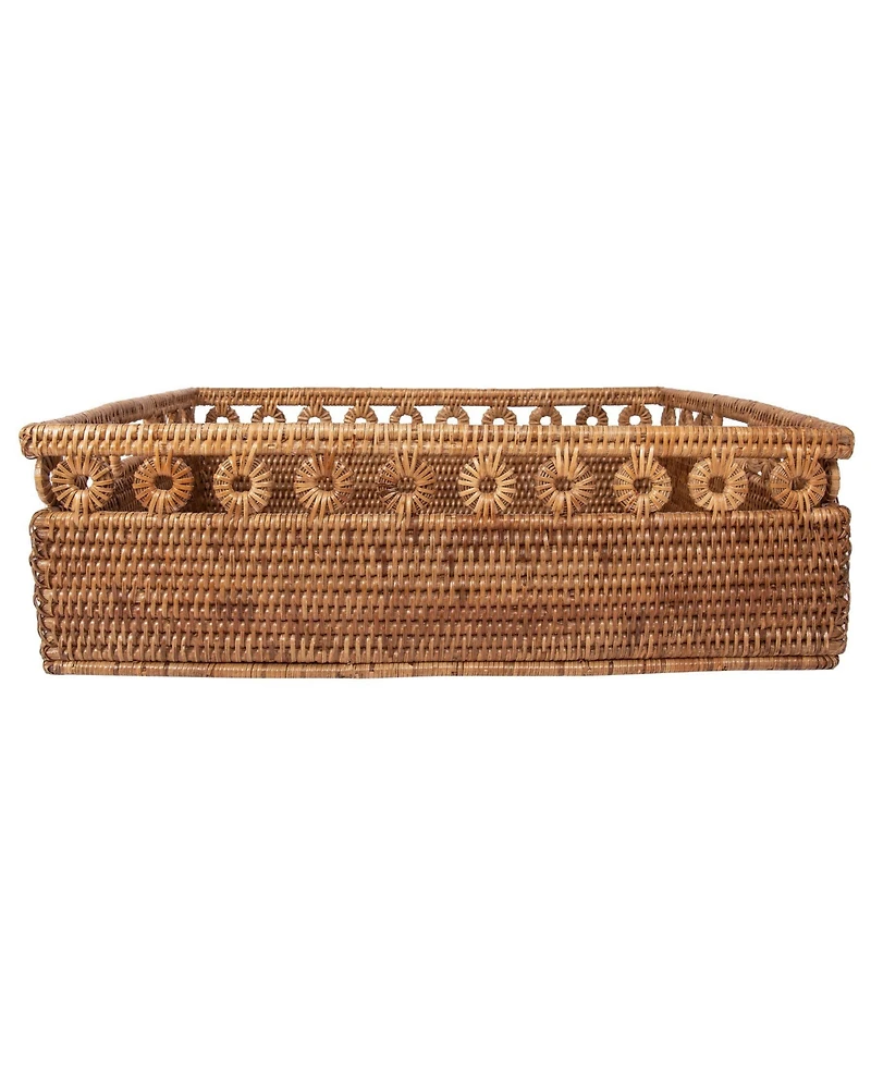 Artifacts Rattan Inna Design Rectangle Basket with Cutout Handles