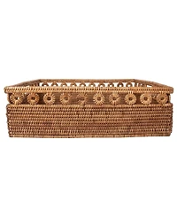 Artifacts Rattan Inna Design Rectangle Basket with Cutout Handles