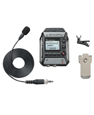 Zoom Zoom F1 Field Recorder with Lavalier Microphone with SanDisk 32GB Extreme microSDHC Class 10 U3 Memory Card