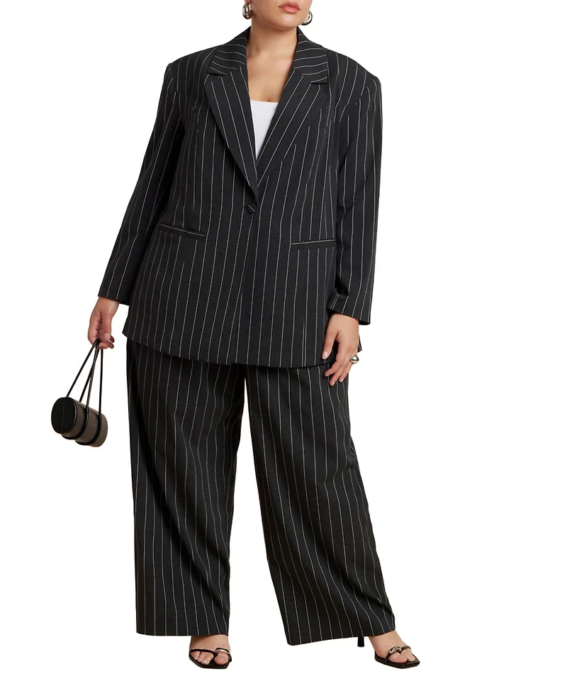 Eloquii Women's Wide Leg Pinstripe Trouser