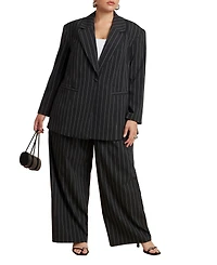 Eloquii Women's Wide Leg Pinstripe Trouser