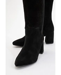 Forever & Always Shoes Sejas Leather Block Heel Knee-High Boot (Women)