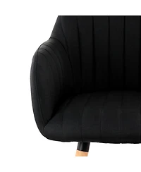 Elama 2 Piece Fabric Tufted Chair in Black with Wooden Legs