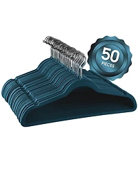 Elama Home 50 Piece Flocked Velvet Clothes Hangers with Stainless Steel Swivel Hooks Pink