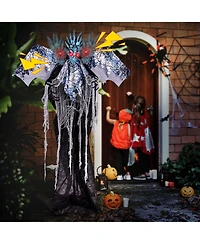 6ft Halloween Animatronic Decoration Animated Dragon with Light Up Eyes Posable Wings & Arms Sound & Touch Activated Standing Figure
