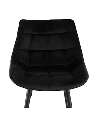 Elama 2 Piece Velvet Tufted Bar Chair in Black with Metal Legs