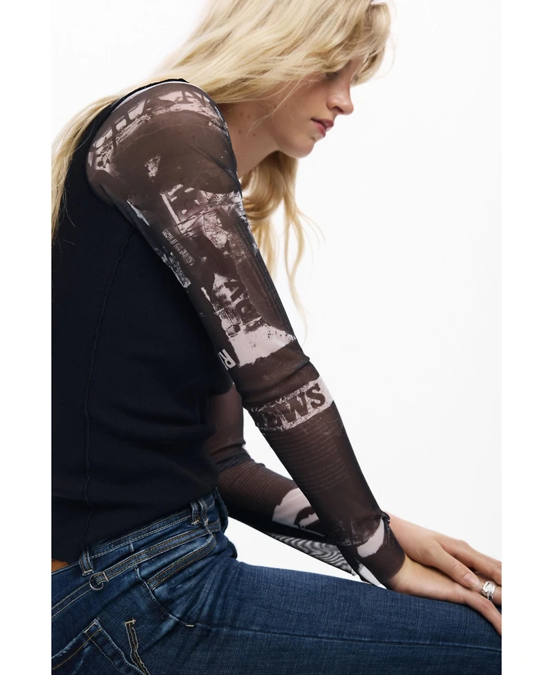 Desigual Women's Chiffon sleeve T-shirt