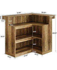 Tribesigns L-Shaped Kitchen Island, Home Bar Unit for Home, 4-Tier Corner Liquor with Storage Shelves and Wine Glasses Holder