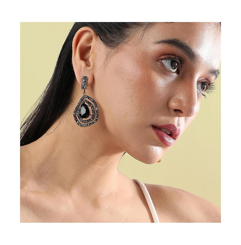 Embellished Lined Teardrop Earrings