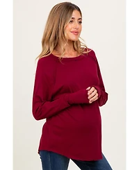 Pinkblush Maternity Burgundy Exposed Seam Long Sleeve Top