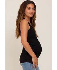 Pinkblush Maternity Charcoal Ribbed Sleeveless Ruched Tank Top