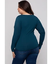 Pinkblush Plus Dark Teal Basic Long Sleeve Top