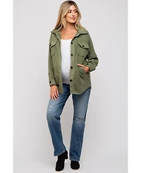 Pinkblush Maternity Beige Fleece Double Front Pocket Jacket