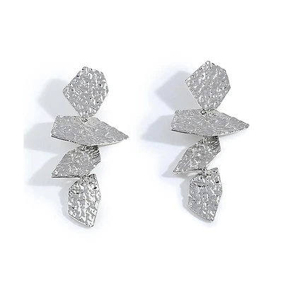 Sohi Women's White Dented Drop Earrings