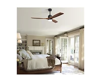 60-inch Modern Minimalist Style Black 3-Blade Ceiling Fan with Led Light, Remote Control and Timing Function