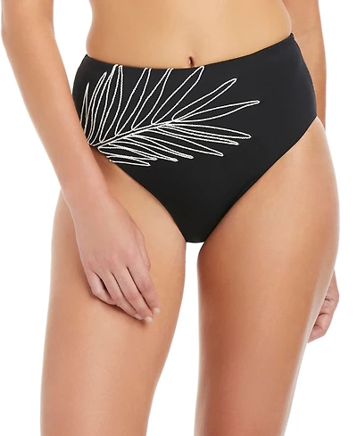 Sanctuary Women's Midnight Breeze High Rise Embroidered Swim Briefs