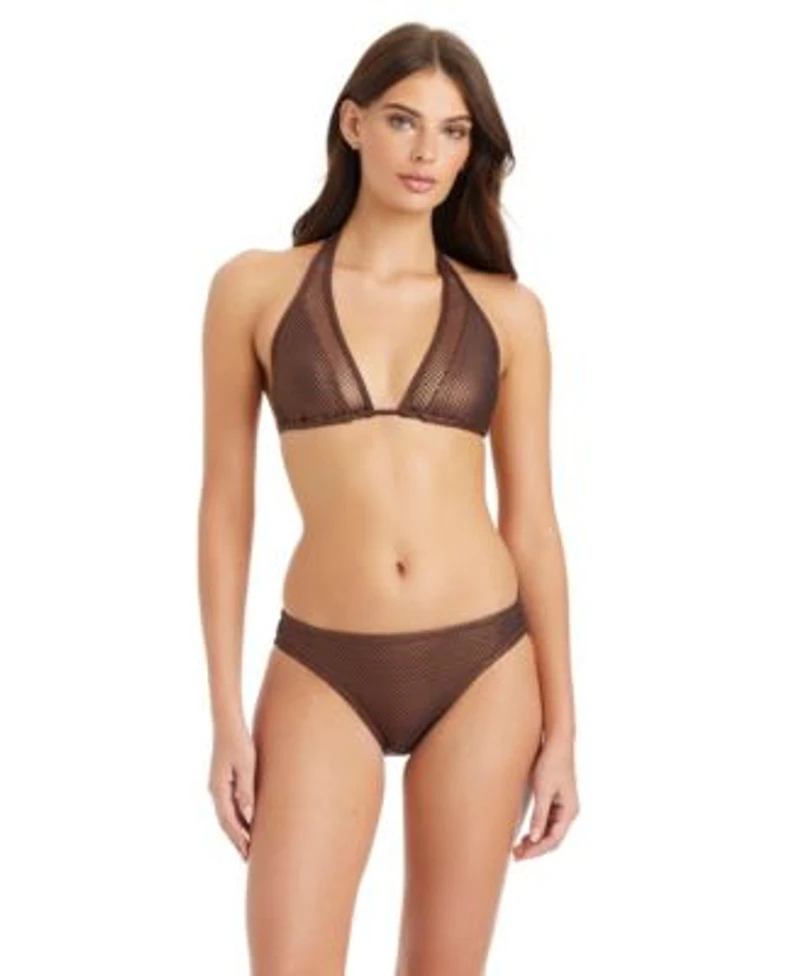 Sanctuary Sea Crochet Halter Tall Triangle Swim Bra Hipster Swim Briefs