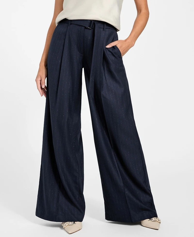 Guess Women's Zanita Pin Stripe Relaxed-Fit Pants