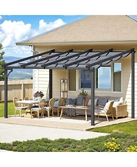 Aecojoy 14' x 10' Gazebo for Patio, Retractable Pergola with Adjustable Sun Shade Canopy Roof
