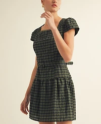 Arose Studio, Inc Women's Plaid Belted Mini Dress